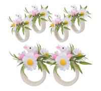 GALPADA Napkin Rings Spring Easter Bunny Rings: Napkin Holder for Table Multi Jute Rope Kitchen Counter Storage Dining Table Service Workshop Bench Layout, 6 PCS