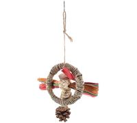 GALPADA Natural Parrot Chewing Hanging Bird Biting for Cockatiels and Parakeets Corn and Watergrass Rope Birdcage Ornament Multifunctional Relaxing Teething for Birds