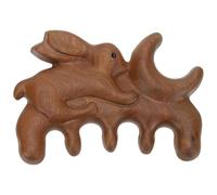 GALPADA Natural Wooden Wide Tooth Comb for Hair and Scalp Massage with Rabbit Pattern, Sandalwood Material, Prevents Static Damage, for Daily Use and Comfortable Scalp Care