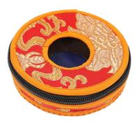GALPADA Nepal Handmade Tingsha Bell Storage Pouch and Copper Carrying Box Medium 10cm Diameter Protective Bag for Tibetan Meditation Cymbals with Random Pattern