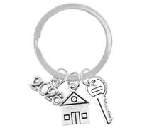 GALPADA New Home Keyring - Housewarming Gift for New Homeowners, Silver Zinc Alloy House Keyring Pendant for First Home, Moving in Present