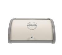 GALPADA Nordic Style Metal Bread Box with Flip Lid, White and Grey Kitchen Bread Holder for Countertop Storage and Baking Supplies Organization