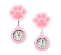 GALPADA Nurse Watch Pocket Watch 2pcs Pink Silicone Cat Paw-Shaped with View Easy Use for Nurses Nursing Students and Doctors Graduation Gifts