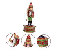 GALPADA Nutcracker Musical Box with Painted Craftsmanship Wooden Xmas Decoration Adorned with Iron and Cotton Plays Themed Melodies for Christmas Desktop Gift and Home Ornament