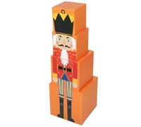 GALPADA Nutcracker Stacking Boxes Xmas Nesting Boxes for Christmas Decor Santa Claus Present Decorative Storage for Holiday Party Decorations and Wrapping