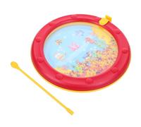 GALPADA Ocean Wave Bead Drum for Plastic Hand Drum Instrument with Bright Sound Educational Percussion Musical Instrument for Early Music Learning and Performance Red