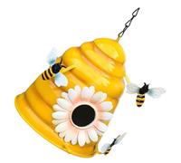 GALPADA Outdoor Hanging Iron Bird House for Garden with Small Bird Nesting Box, Weather-resistant Parrot Roosting Nest, Decorative Warm Winter Shelter for Backyard and Patio