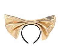 GALPADA Oversized Bow Headband for Women with Giant Hair Bow Design, Golden Plastic and Cloth Material, Versatile Glamour for Daily Wear and Dance Performances, Birthday Hair Accessories