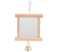 GALPADA Parrot Mirror Hanging Cage for Parakeet with Double-sided Glass and Wood Design Nibbling Climbing Bird for Home Decoration and Hanging outside The Cage