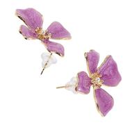 GALPADA Pastel Flower Earrings for Women Elegant Faux Pearl Floral Jewelry with Petal Design for Wedding Prom Birthday Gifts