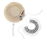 GALPADA Pastoral Goose Outfit Set for Garden Statues and Pets, Includes Adjustable Scarf and Rattan Paper Hat, for Outdoor Autumn Walks and Summer Decoration