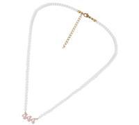 GALPADA Pearl Choker Necklace Angel Digit Charm, Small Faux Pearl Clavicle Chain Necklace for Women, Trendy Pink Beach Jewelry