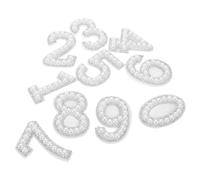 GALPADA Pearl Number Sticker Set Embroidered Sew-On Number Patches Imitation Pearl Fabric Appliques for Decorating Notebooks Bags Phones