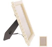 GALPADA Pearl Photo Frame Elegant Resin Tabletop Display for Wedding Home Decor Stable Desktop Ornament for Photos Memories Office Gift Use