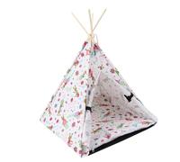 GALPADA Pet Triangle Tent Dog Nest Folding Wooden Kennel Small 43x43x53cm Removable Washable Cover Indoor Outdoor Shelter for Puppies Cats