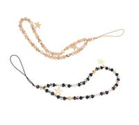 GALPADA Phone Drops Stylish Lanyard 2pcs Five-star Beaded Wrist Strap with Rhinestone and Alloy Material, Anti-slip Mobile Phone Chain for Handsfree Convenience and Reducing Accidental