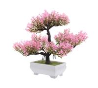 GALPADA Pink Artificial Bonsai Tree, Bonsai Tree Decor, Small Faux Bonsai, Potted Plastic Mini Tree with Low Maintenance for Living Room