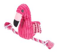GALPADA Pink Flamingo Shape Squeaky Dog Plush Rope Chew for Teeth Cleaning and Stuffing Free Design for Indoor Play Interactive Pet Chew