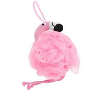 GALPADA Pink Flamingo Shaped Mesh Pouf Bath Sponge with Rich Lather and Soothing Skin Features, Soft Cloth Material for Home and Travel Use, Bath Ball for Female Friends and Little
