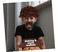 GALPADA Pirate Afro Wig and Beard Set Brown Mustache Costume Reusable Party Cosplay Accessory for Men Halloween Themed Events