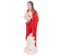 GALPADA Plastic Jesus Ornament with Anti-skid Base, Red Catholicism Statue Decoration for Home and Office, Religious Figurine for Believers of Christianity and Catholicism