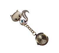 GALPADA Pocket Watch Hanging Watch Medical Brooch Pin with Rhinestone Inlaid Animal Head Design Portable Elegant Gold for Healthcare Professionals
