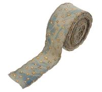 GALPADA Polyester Denim Ribbon with 3D Star Pattern, 3.8Cm Wide Textured Trim for Crafting, 4-Yard Roll Suitable for Hair Bows and Upholstery Decoration