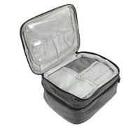 GALPADA Portable Nail Polish Organizer Bag with Oxford Cloth Dual-Layer Essential Oil and Nail Bottle Holder Case with Handle for Travel and Home Use Gray