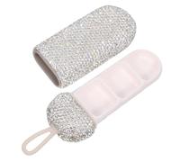 GALPADA Portable Small Pill Organizer with 3 Compartments, Waterproof and Bling Rhinestone Design, Travel and Daily Use Pill Dispenser for Nursing and Medication Storage