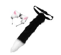 GALPADA Premium Furry Cat Ears and Tail Set for Halloween Realistic Black Plush Animal Headband and Fluffy Tail Accessories Kit for Women Cosplay Party Supplies