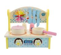 GALPADA Pretend Play Kitchen Set for Small Wooden Cooking Set with Miniature Furniture Utensils Educational Role Play for Social Skills Development