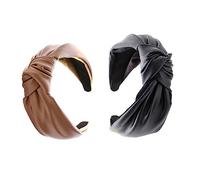 GALPADA PU Leather Headbands for Women 2Pcs Pack Practical Hairbands for Face Washing and Night Sleeping Shower Hairband Knot Design for Beauty Personal Care