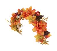 GALPADA Pumpkin Wreath Headband Artificial Fall Floral Headband for Women Pumpkin Headpiece for Halloween Autumn Boho Floral Crown Photography Prop Headwear Fall Thanksgiving