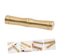 GALPADA Pure Copper Chinese Calligraphy Brush Holder Bamboo Segment Pen Rest Paperweight Multi-functional Desktop Pen Rack for Calligraphy Practice for Home Office