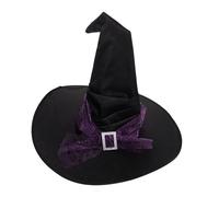 GALPADA Purple Ruched Witch Hat for Women with Spider Web Veil Celestial Design Halloween Costume Accessory for Cosplay Masquerade Parties