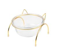GALPADA Raised Pet Bowl Glass Raised Cat Bowl Tilted Design Creative Rack Structure for Food and Water Storage Protecting Pets Neck