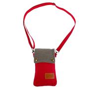 GALPADA Red Canvas Crossbody Phone Bag for Women, Small Three-Layer Canvas Cellphone Pouch with Over Shoulder Strap, Travel and Everyday Mobile Phone Storage Bag