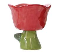 GALPADA Red Ceramic Tulip Shaped Dessert Bowl Decorative Cup