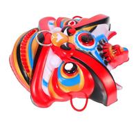 GALPADA Red Lightweight Handmade Lion Cosplay Mask with Oriental Dancing Lion Design, Plastic Full Face Costume Accessory for Stage Performance and Events