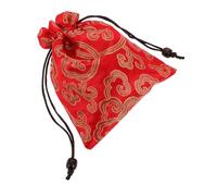 GALPADA Red Silk Brocade Drawstring Pouch 13x16cm Traditional Tibetan Handwoven Jewelry Organizer Bag Classic Asian Coin Purse Suitable for Party and New Year Sachets