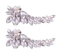 GALPADA Removable Bride Shoe Buttons Rhinestone Ornaments for Wedding and Daily Life, Silver Zinc Alloy Shoe Decoration Charms, Lightweight and Delicate Design, 1 Pair