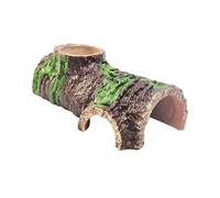 GALPADA Reptile Cave Habitat Hide Integrated Resin Bark Tunnel Basking Platform Water Food Dish for Bearded Dragons Geckos Amphibians and Lizards Reptile Care