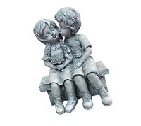 GALPADA Resin Lawn Decor Kissing Boy Girl Statue Smooth Surface Garden Ornament Outdoor Figurine for Patio Home Office Decoration Gift