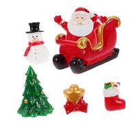 GALPADA Resin Miniature Christmas Figurines Cute Xmas Ornaments for Dollhouse Micro Landscape Decoration with Santa Claus Snowman Tree Deer Carriage Socks Bell