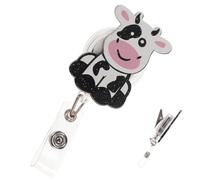 GALPADA Retractable Cow Badge Holder Clip Abs Metal Id Tag Reel for Nurses Teachers Students Industry Workers Portable Reusable Badge Reel for Key Cards Name Tags Trade Shows Office Use