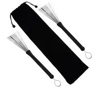 GALPADA Retractable Effect Stainless Steel Bag Wire with Drum Brush and, Natural Sound and Good Spring Back 1 Pair Black Drum Brushes for Beginner Practicing Youth Bands