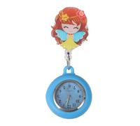 GALPADA Retractable Nurse Watch Fob Clip Brooch Fashionable Nursing Pocket Watch with Second Hand Cartoon Flower Fairy Design for Nurses Medical Staff