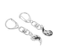 GALPADA Retro Black and White Taiji Wolf Head Metal Keyring Pendant 1 Pair Vintage Wolf Key Chain for Men and Women Students Backpack Charm
