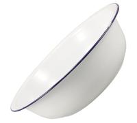 GALPADA Retro Enamel Footbath Basin, White Bowl Blue Rim for Foot Soaking, Laundry, Face Washing, and Spa Pedicures