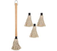 GALPADA Reusable Barbecue Basting Mop with Wooden Handle and Cotton Bristles for Efficient Cooking Oil Brush and Precision Control, for BBQ Grilling and Roasting in Khaki Colour,